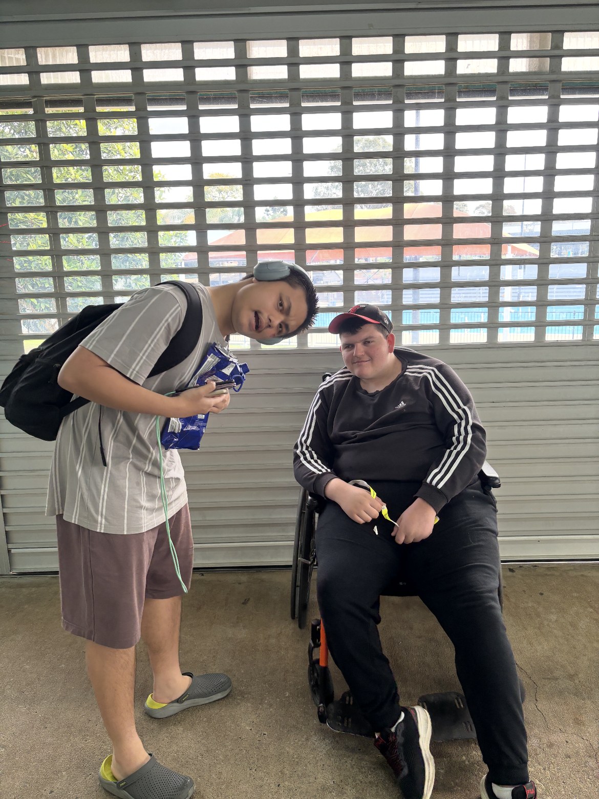 Support worker and participant hanging out together